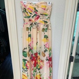 Strapless floral prom dress
